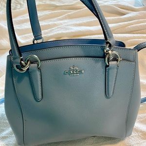 Coach medium slate blue saffiano leather satchel
